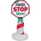 0867866 11773 Gemmy Santa Stop Here Christmas Inflatable Fabric Multicolored 086786117736