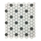 22316 The Renovators Supply Glossy White Black Floor Tile 671839627760