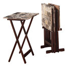 43001tilset01as Linon Tray Table With Stand Brown Faux Marble 753793884370 43001tilset01as Linon Tray Table With Stand Brown Faux Marble 753793884370