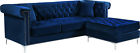608navy-sectional Meridian Furniture Damian Velvet Reversible Sectional In Navy 608navy-sectional Meridian Furniture Damian Velvet Reversible Sectional In Navy
