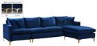 636navy-sectional Meridian Naomi Velvet Sectional In Navy