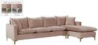 636pink-sectional Meridian Naomi Velvet Sectional In Pink