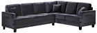 655gry-sectional Meridian Ferrara Velvet Sectional In Grey