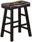742169126114 Country Counter Stool 24 H In Espresso Finish With Faux Leather Set Of 2