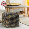 744110449662 Lr Home Black Gold Modern Interwoven Geometric Pouf