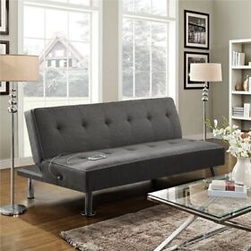 Td6dtb0001 Alden Design Modern Fabric Convertible Futon With Usb Charcoal Td6dtb0001 Alden Design Modern Fabric Convertible Futon With Usb Charcoal
