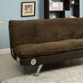 Benzara 842822138819 Gallagher Contemporary Sofa Futon With Audio Speaker Dark Brown Chair