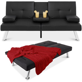 Sky2878 Best Choice Products Modern Faux Leather Convertible Futon Sofa With Armrests Sky2878 Best Choice Products Modern Faux Leather Convertible Futon Sofa With Armrests