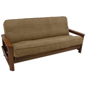 W9y-bnl-9687-cd-ms-jv Blazing Needles Solid Microsuede Double Corded 8in To 9in Futon Cover Full Java