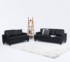 Cap36 Furniture Mania Piece Modern Black Bonded Leather Sofa And Love Cap36 Furniture Mania Piece Modern Black Bonded Leather Sofa And Love
