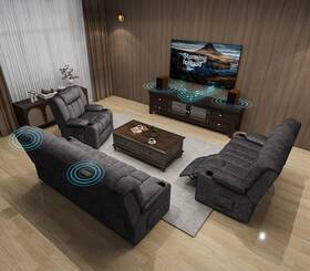 1-lynck Comhoma H1148-3 2 Loveseat Recliner Sofa Fabric Home Theater Seating Seats Rv Manual Re