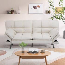 Cozysnooze 840418639429 Futon Sofa Bed White Convertible Couch Memory Foam Be