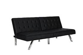 Dhp 029986200709 Emily Futon With Chrome Legs Black Faux Leather