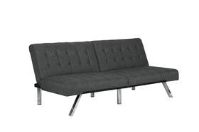 2007429 Dhp Emily Futon With Chrome Legs Grey Linen