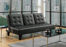2035007 Dhp Madison Armless Tufted Futon With Dropdown Cupholders Black Faux Leather
