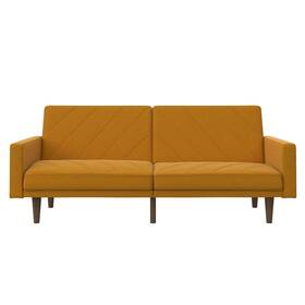 2110329 Dhp Paxson Futon With Reclining Backrest Mustard Yellow Linen 2110329 Dhp Paxson Futon With Reclining Backrest Mustard Yellow Linen