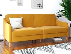 2148329 Dhp Jasper Convertible Futon Sofa Yellow Linen Open Box-pick Up Only 2148329 Dhp Jasper Convertible Futon Sofa Yellow Linen Open Box-pick Up Only