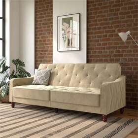 2238279n Dhp Novogratz Vintage Tufted Split Back Futon In Taupe Velvet 2238279n Dhp Novogratz Vintage Tufted Split Back Futon In Taupe Velvet