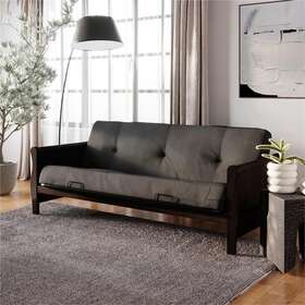 Dhp 2443419set Monty Full Size Espresso Wood Arm Futon Frame With 8 Inch Gray Mattress Dhp 2443419set Monty Full Size Espresso Wood Arm Futon Frame With 8 Inch Gray Mattress