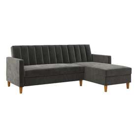 2448409 Dhp Celine Futon Reversible Sectional With Storage In Dark Gray Velvet 2448409 Dhp Celine Futon Reversible Sectional With Storage In Dark Gray Velvet
