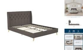 4135439n Dhp Her Majesty Upholstered Linen Tufted Wingback Design And Wooden Queen Grey Bed 4135439n Dhp Her Majesty Upholstered Linen Tufted Wingback Design And Wooden Queen Grey Bed