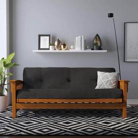 6281719 Dhp Futon Mattress Full Size Easy-to-fold Upholstered Microfiber/polyester Black