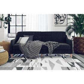 De19178 Dhp Futon 77 Inch L Elegant Linen Upholstered Multi-position Full Sleeper Wood Gray