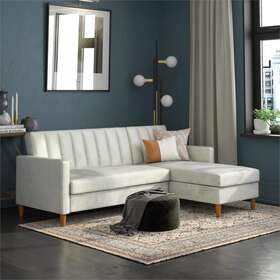De55249 Dhp Nelly Futon Sectional With Storage In Light Gray Velvet De55249 Dhp Nelly Futon Sectional With Storage In Light Gray Velvet