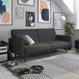 De68046 Dhp Futon Set 78.5 Inch 3-seat Upholstered Linen Gray With Solid Wooden Padded Legs De68046 Dhp Futon Set 78.5 Inch 3-seat Upholstered Linen Gray With Solid Wooden Padded Legs