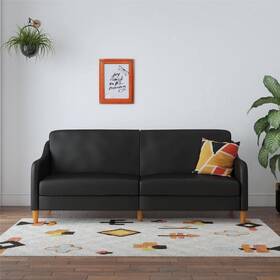 De78137 Dhp Jalen Black Faux Leather Coil Futon De78137 Dhp Jalen Black Faux Leather Coil Futon