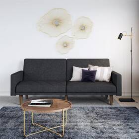 Dw19180 Dhp Paxson Futon Sofa Bed Dark Gray Linen Upholstery Stylish And Space-saving De Dw19180 Dhp Paxson Futon Sofa Bed Dark Gray Linen Upholstery Stylish And Space-saving De