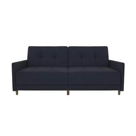 2146629 Dhp Futon 76inch With Twin Double Size 3-seater Fabric Wood In Navy Blue Linen