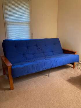 Fi310blks Dorel Futon With Mattress Blue Cotton Fold Out Ends Fi310blks Dorel Futon With Mattress Blue Cotton Fold Out Ends
