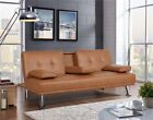 611018 Faux Leather Futon With Cupholders And Pillows Luxury Goods Modern Home Brown 611018 Faux Leather Futon With Cupholders And Pillows Luxury Goods Modern Home Brown