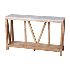 Zg-034-woak-conc-gg Flash Furniture Farmhouse 2-tier Console Table -warm Oak Finish Engineered Wood Frame