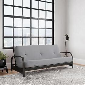 0135 Futon 6inch Mattress Full Size High Density With Metal Frame Sofa Bed Light Grey 0135 Futon 6inch Mattress Full Size High Density With Metal Frame Sofa Bed Light Grey