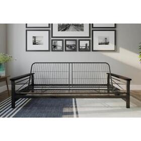 De08763 Futon Frame Modern Metal Nella Black And Espresso De08763 Futon Frame Modern Metal Nella Black And Espresso