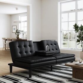 4097729 Futon Sofa Bed Memory Foam Pillowtop With Cupholder Black Dark Brow Vanilla Couch 4097729 Futon Sofa Bed Memory Foam Pillowtop With Cupholder Black Dark Brow Vanilla Couch
