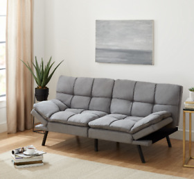 Futon Sofa Bed Sleeper Couch Convertible Memory Foam Mattress Gray Apt Condo New Futon Sofa Bed Sleeper Couch Convertible Memory Foam Mattress Gray Apt Condo New