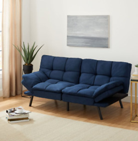 Futon Sofa Couch Sleeper Bed Convertible Memory Foam Mattress Blue Apt Condo New Futon Sofa Couch Sleeper Bed Convertible Memory Foam Mattress Blue Apt Condo New