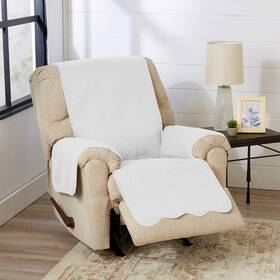 Great Bay Home 192020036678 Reversible Recliner Chair Cover - Washable Slipcover 10- White/sand