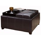 Great Deal Furniture New Durango Four Sectioned Leather Cube Storage Ottoman Dark Brown 817056010255