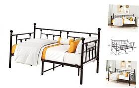 Hahrir 706189350225 Metal Daybed Frame And Trundle Set Premium Steel Slat Support Twin Brown Hahrir 706189350225 Metal Daybed Frame And Trundle Set Premium Steel Slat Support Twin Brown