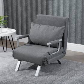 Homcom 842525145442 Small Futon Couch With Comfortable Fold Down Bed Light Grey Chair