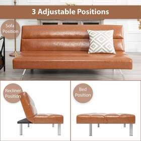 Home Imports Emporium 099312448051 Zoe Futon Sofa Bed Faux Leather Modern Convertible Folding Caramel Full Home Imports Emporium 099312448051 Zoe Futon Sofa Bed Faux Leather Modern Convertible Folding Caramel Full