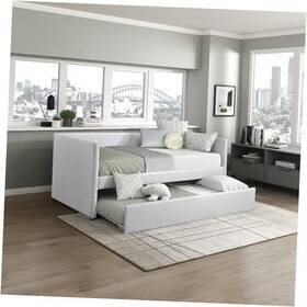 Homelegance 194840280545 Upholstered Daybed With Trundle Textured Fabric Twin Day Bed Frame Light Grey Homelegance 194840280545 Upholstered Daybed With Trundle Textured Fabric Twin Day Bed Frame Light Grey