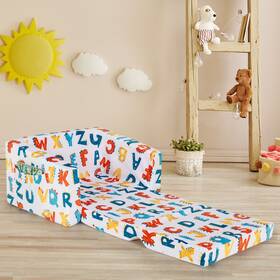 H049a8512 Honeyjoy 2-in-1 Convertible Kids Sofa To Lounger Flip-out Chair With Storage Pocket Home