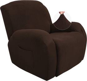 Jiviner 752755042827 Super Stretch Recliner Chair Covers 4 Pieces Sofa Chocolate