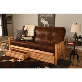 Kodiak 022228638643 Lodge Frame-natural Finish-oregon Trail Saddle Mattress-storage Drawers