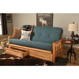 Kflddlaqulf5md4 Kodiak Lodge Frame-natural Finish-linen Aqua Mattress-storage Drawers